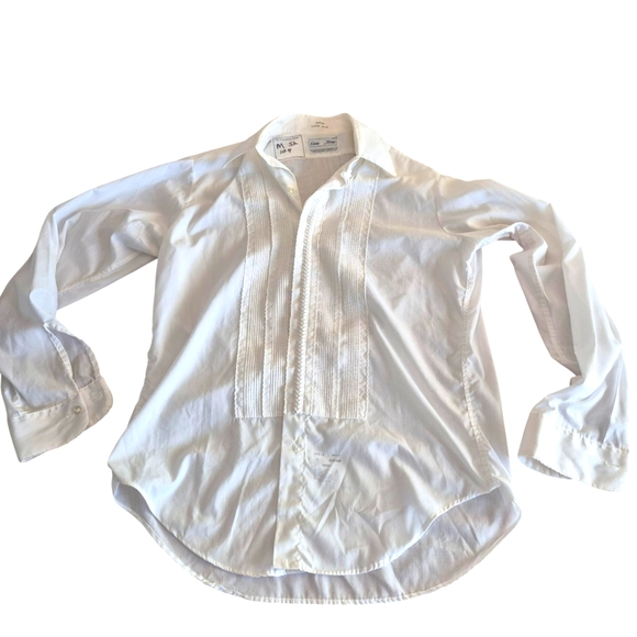 Vintage White Tuxedo Shirt Medium - Picture 1 of 9